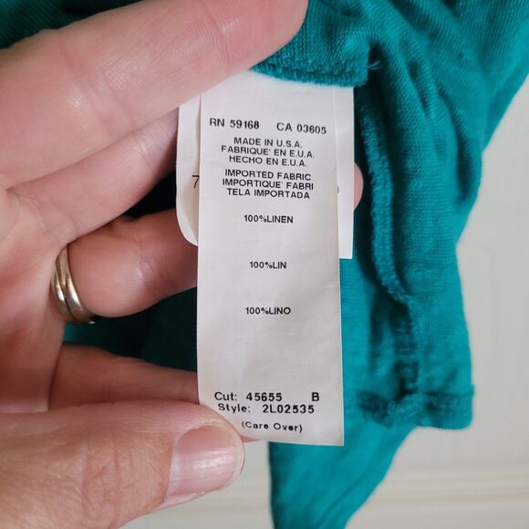 Karen Kane Linen Sleeveless Infinity Top Womens Medium Turquoise Preppy Boho USA - Picture 4 of 8